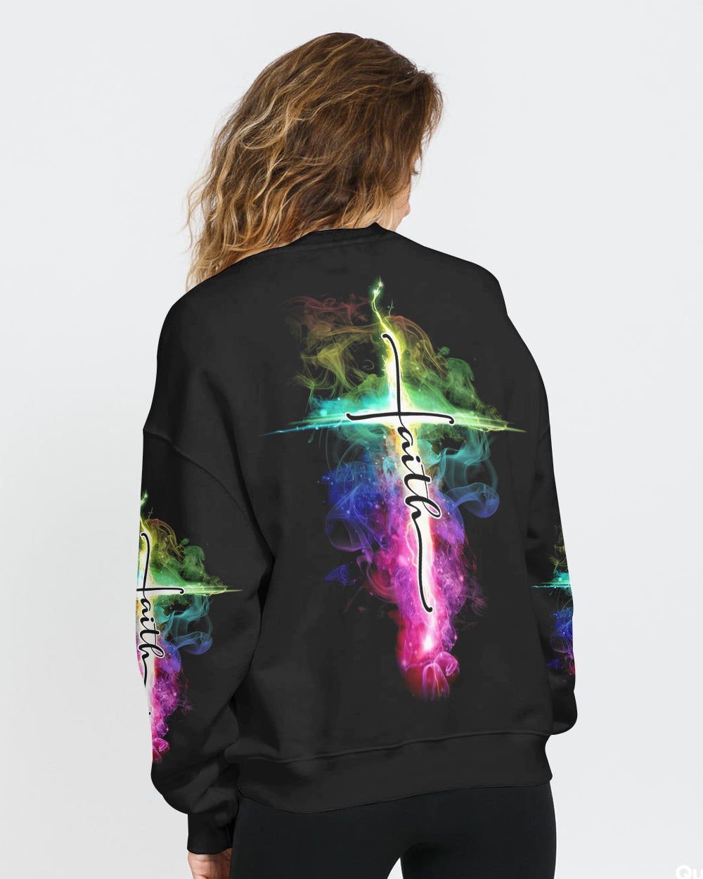 Faith Fire Smoke Cross Women's Christian Sweatshirt