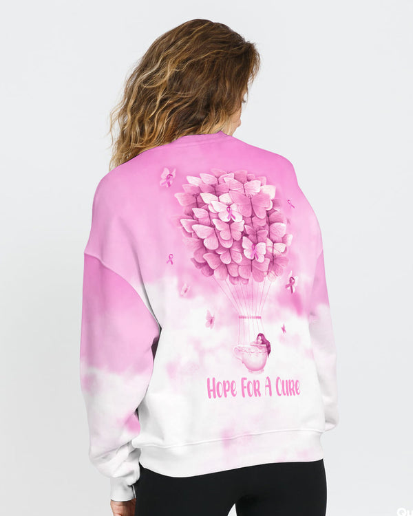 Hope For A Cure Butterfly Women's Breast Cancer Awareness Sweatshirt
