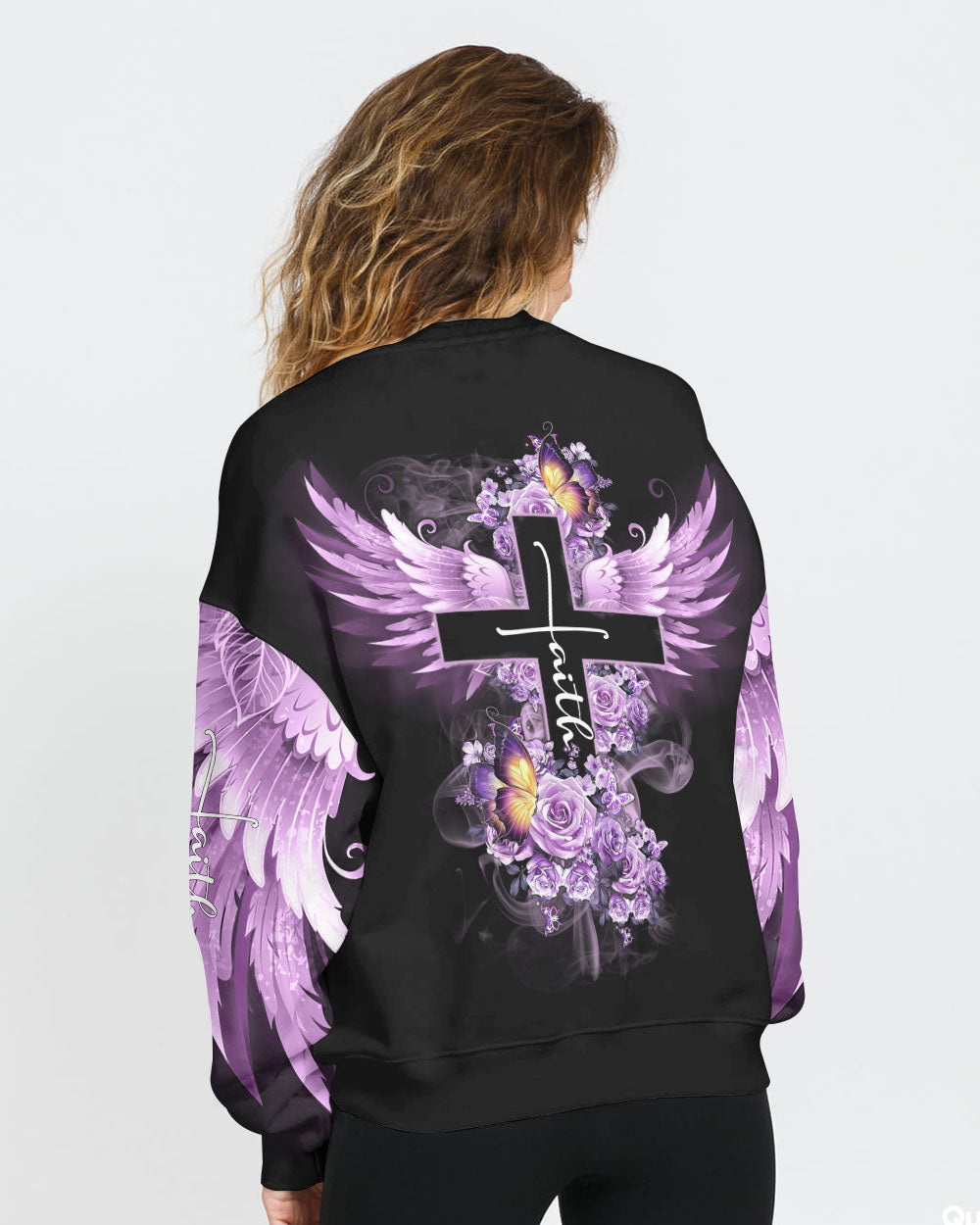Butterfly Purple Rose Faith Women's Christian Sweatshirt