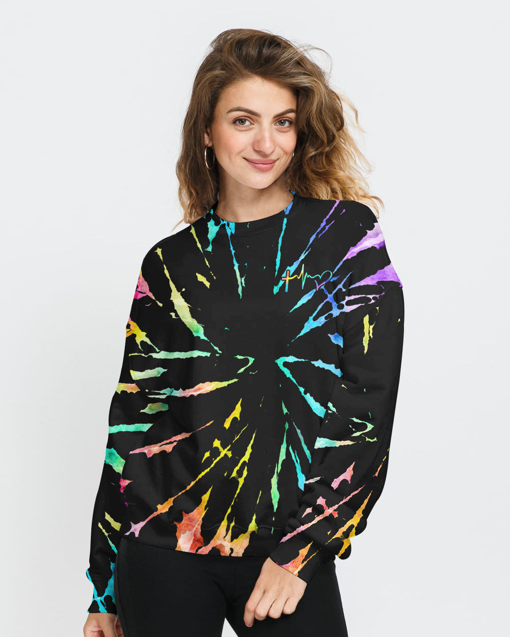 Fé Cross Tie Dye Women's Christian Sweatshirt