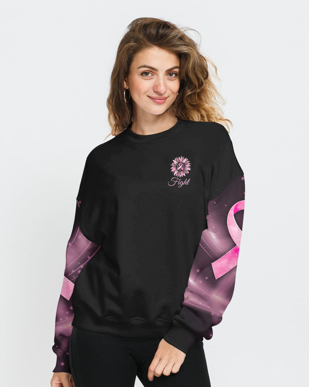 Faith Pink Sunflower Cross Women's Christian Sweatshirt