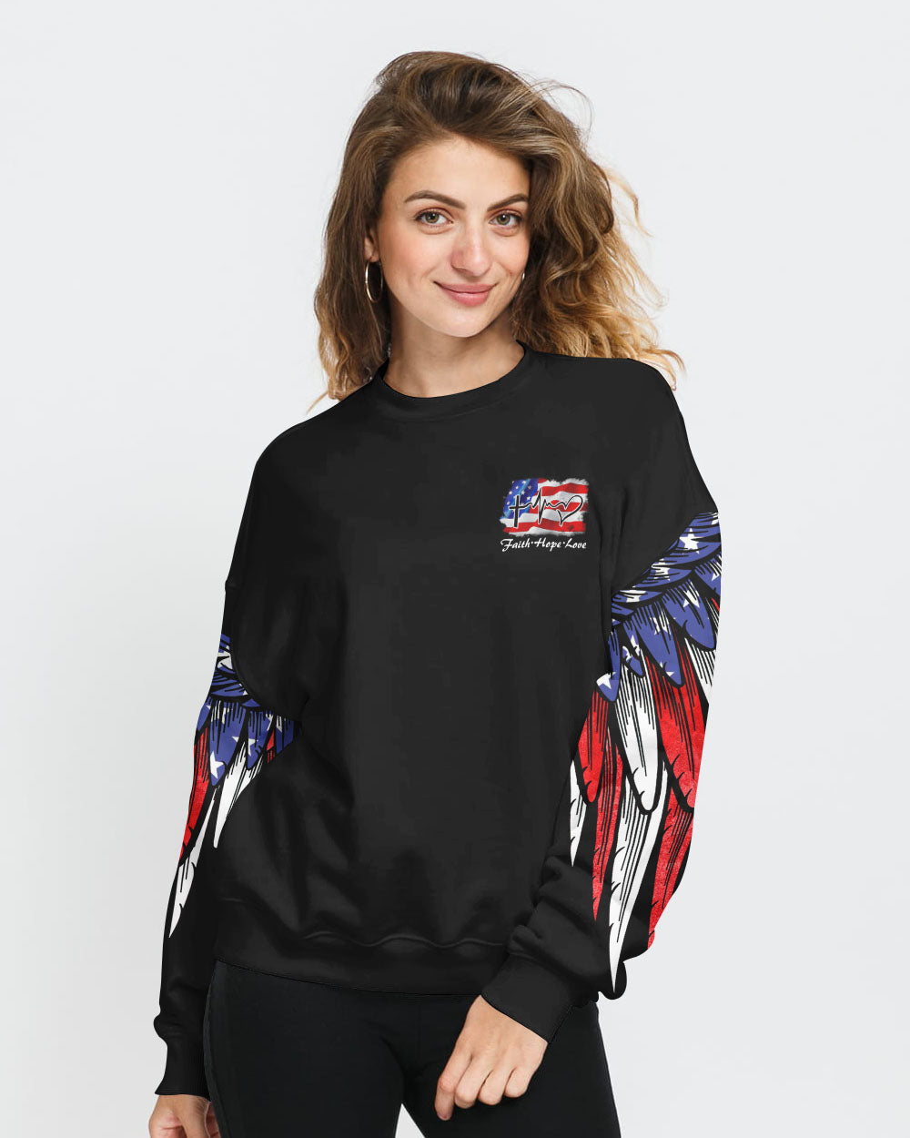 Faith American Flag Wings Women's Christian Sweatshirt