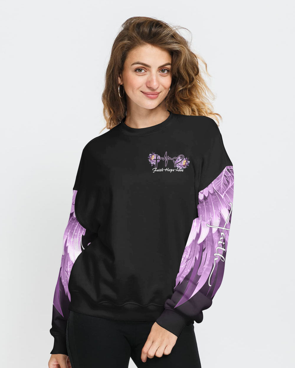 Butterfly Purple Rose Faith Women's Christian Sweatshirt
