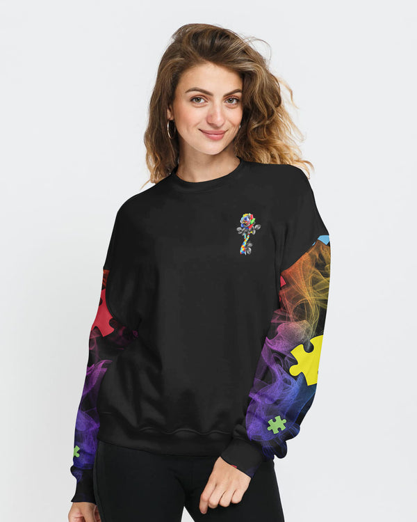 Accept Understand Love Rose Women's Autism Awareness Sweatshirt