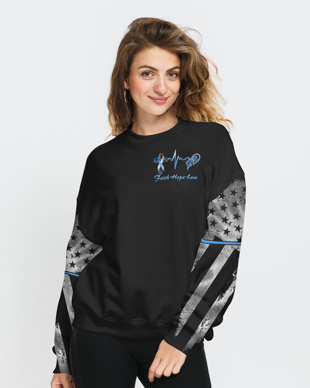 Wings Cross Sunflower Ribbon Women's Diabetes Awareness Sweatshirt