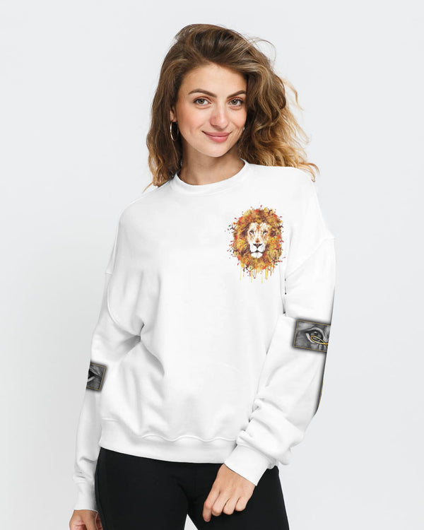 Faith Watercolor Lion Cross Women's Christian Sweatshirt