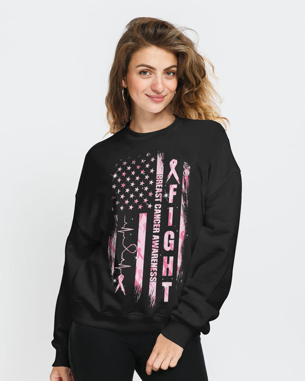 Fight Ribbon Pattern Flag Women's Breast Cancer Awareness Sweatshirt