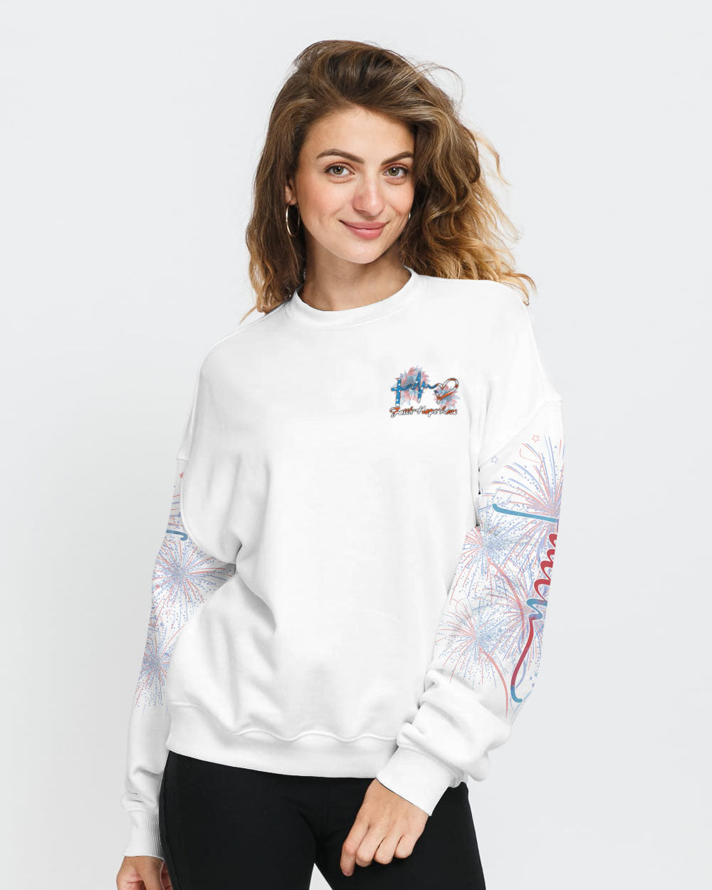 Faith Cross Sunflower Flag Color Women's Christian Sweatshirt