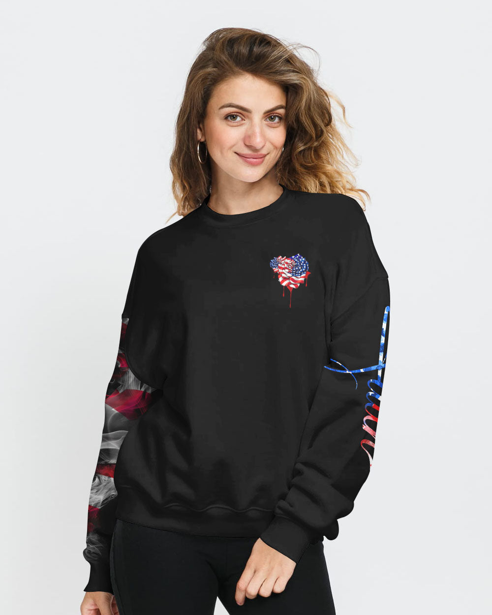 Faith Rose Independence Day Flag Women's Christian Sweatshirt