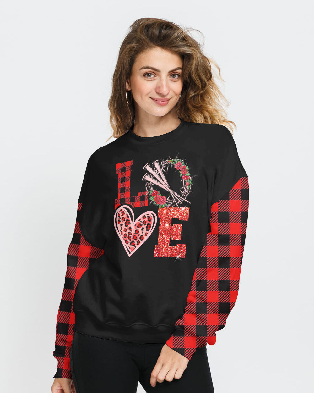 Faith Hope Love Leopard Flag Women's Christian Sweatshirt