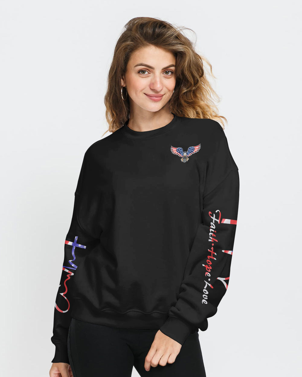 Eagle Melt Heart Cross Women's Christian Sweatshirt