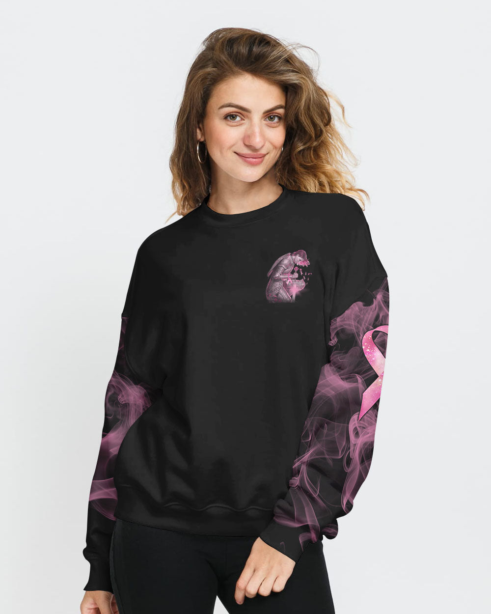 It Ain't Over Until God Says It's Over Women's Breast Cancer Awareness Sweatshirt