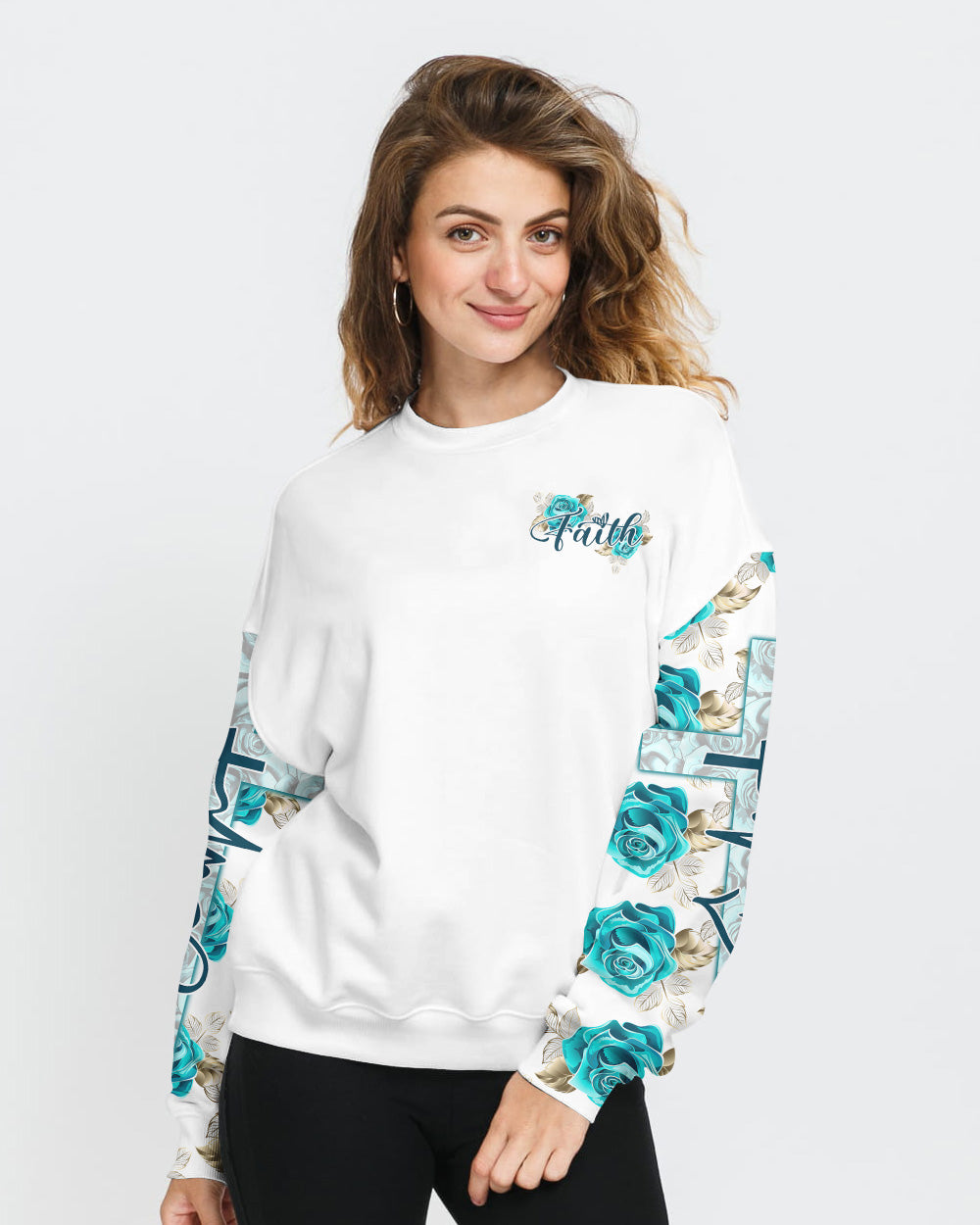Turquoise Rose Faith Women's Christian Sweatshirt
