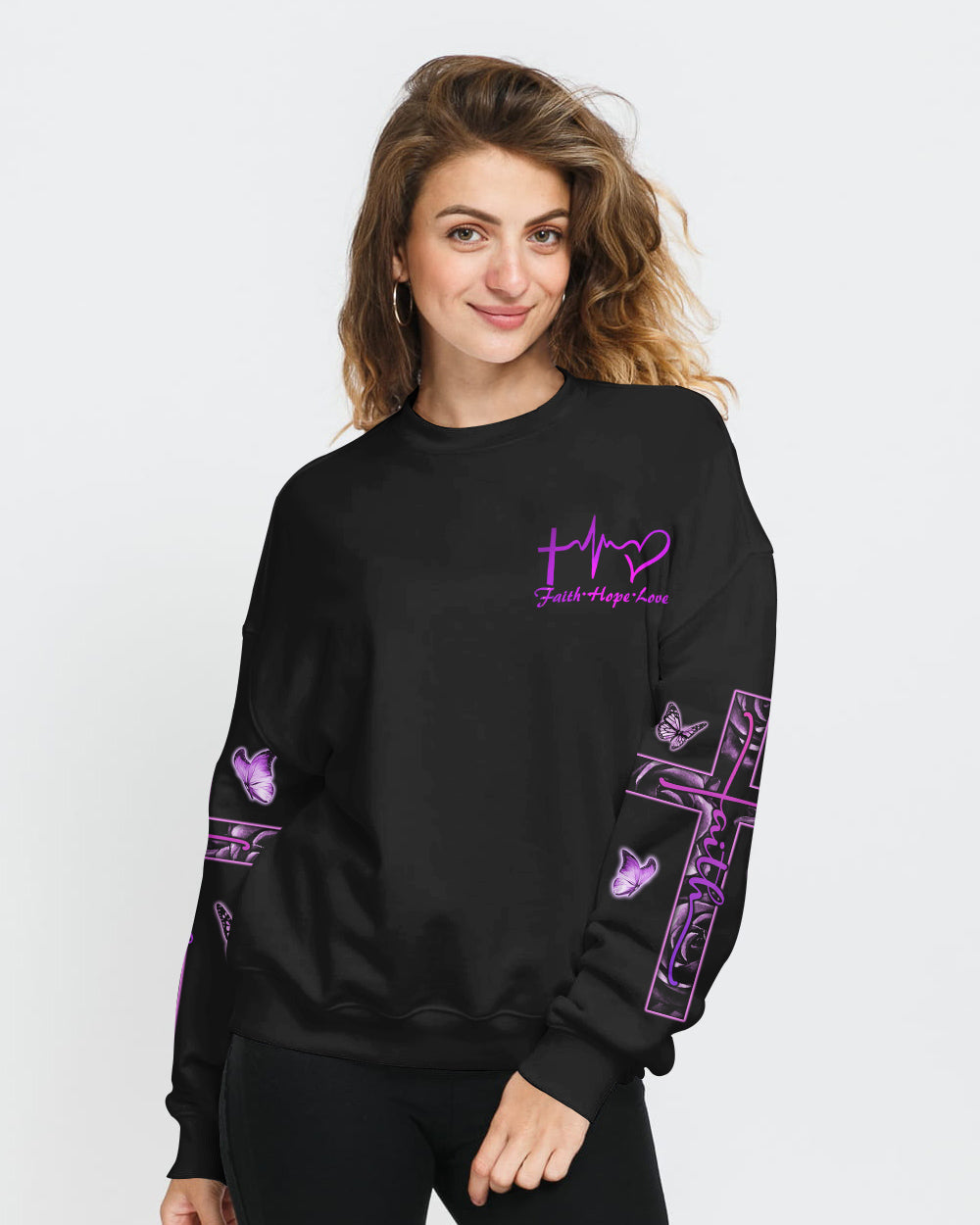 Faith Purple Rose Women's Christian Sweatshirt