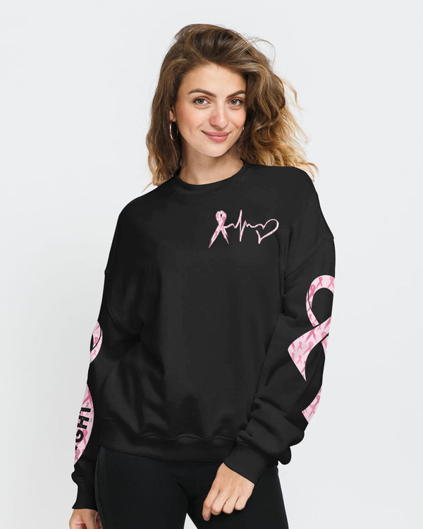 Pink Ribbon Flag Women's Breast Cancer Awareness Sweatshirt