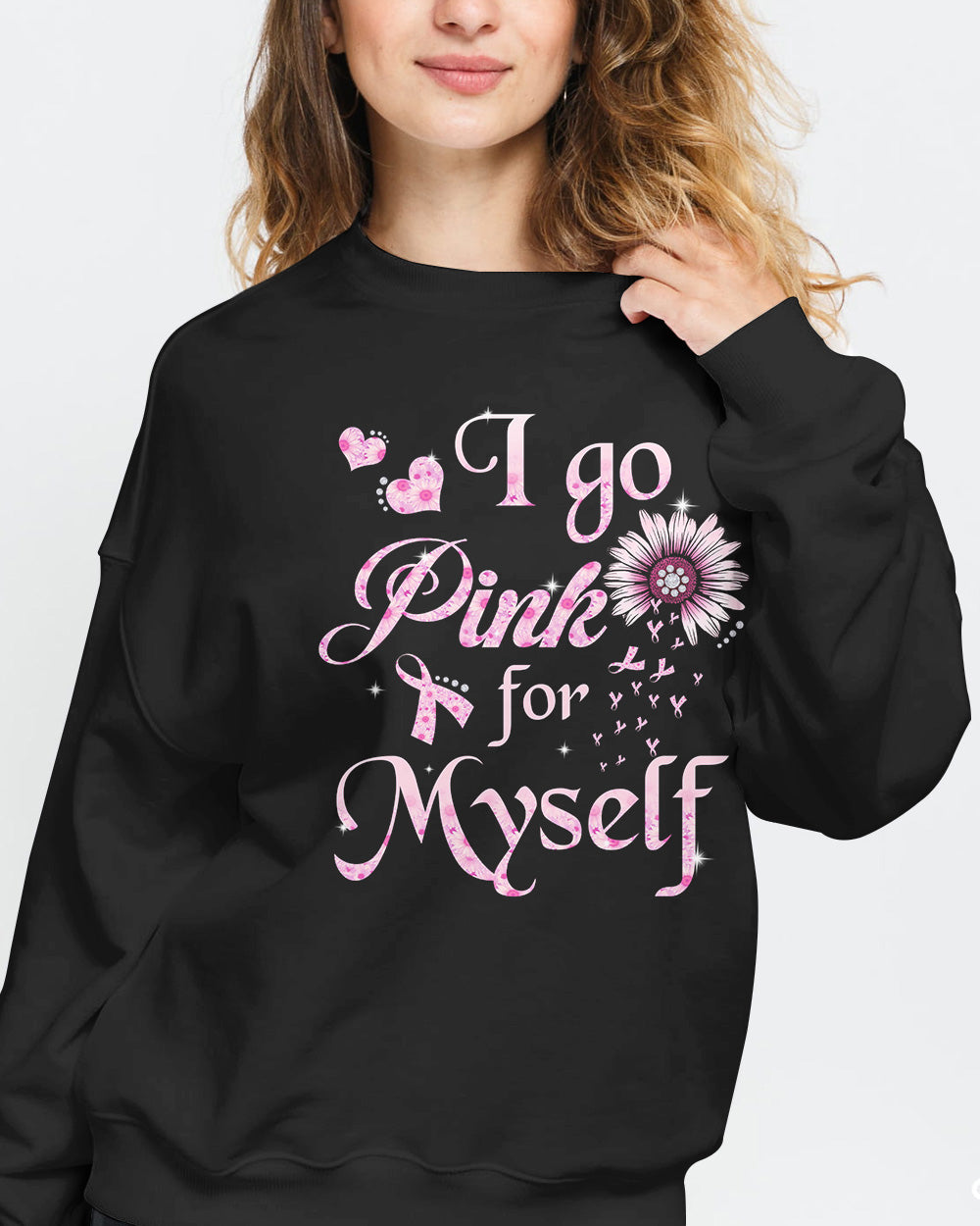 Never Give Up Pink Wings Daisy Women's Breast Cancer Awareness Sweatshirt