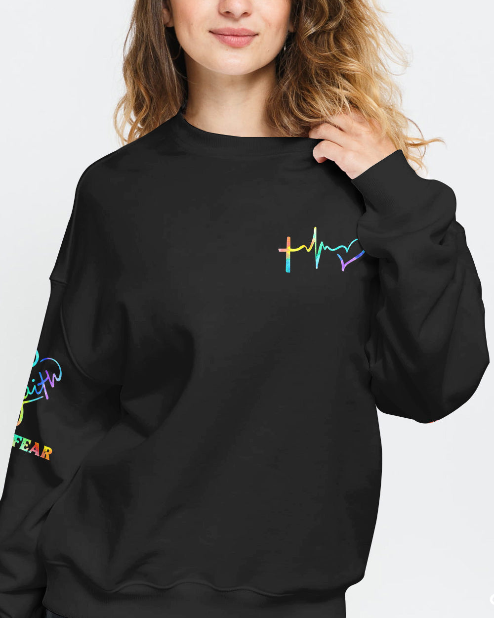 Jesus Faith Over Fear Women's Christian Sweatshirt
