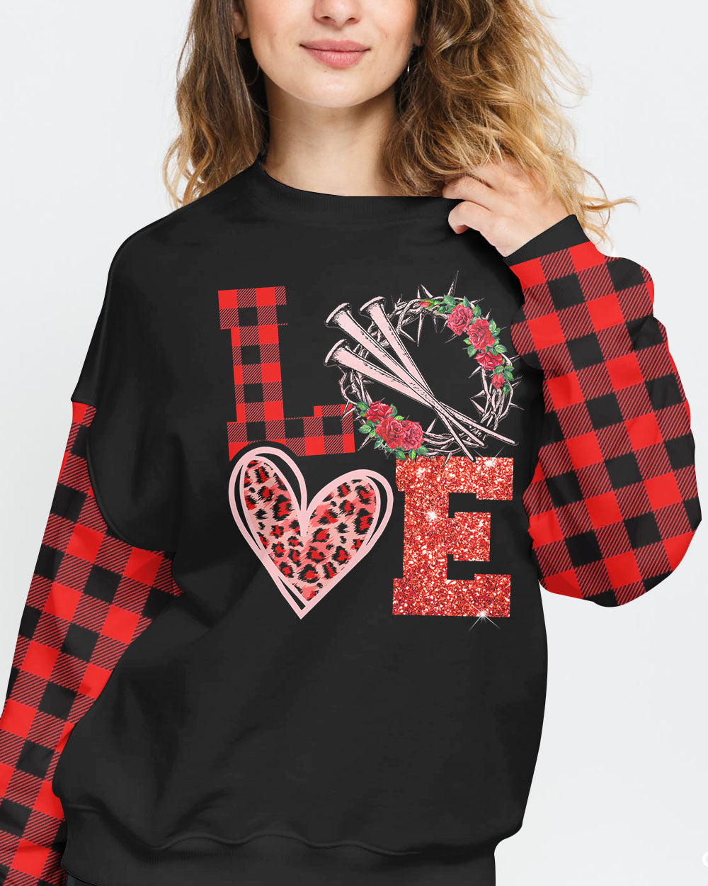 Faith Hope Love Leopard Flag Women's Christian Sweatshirt