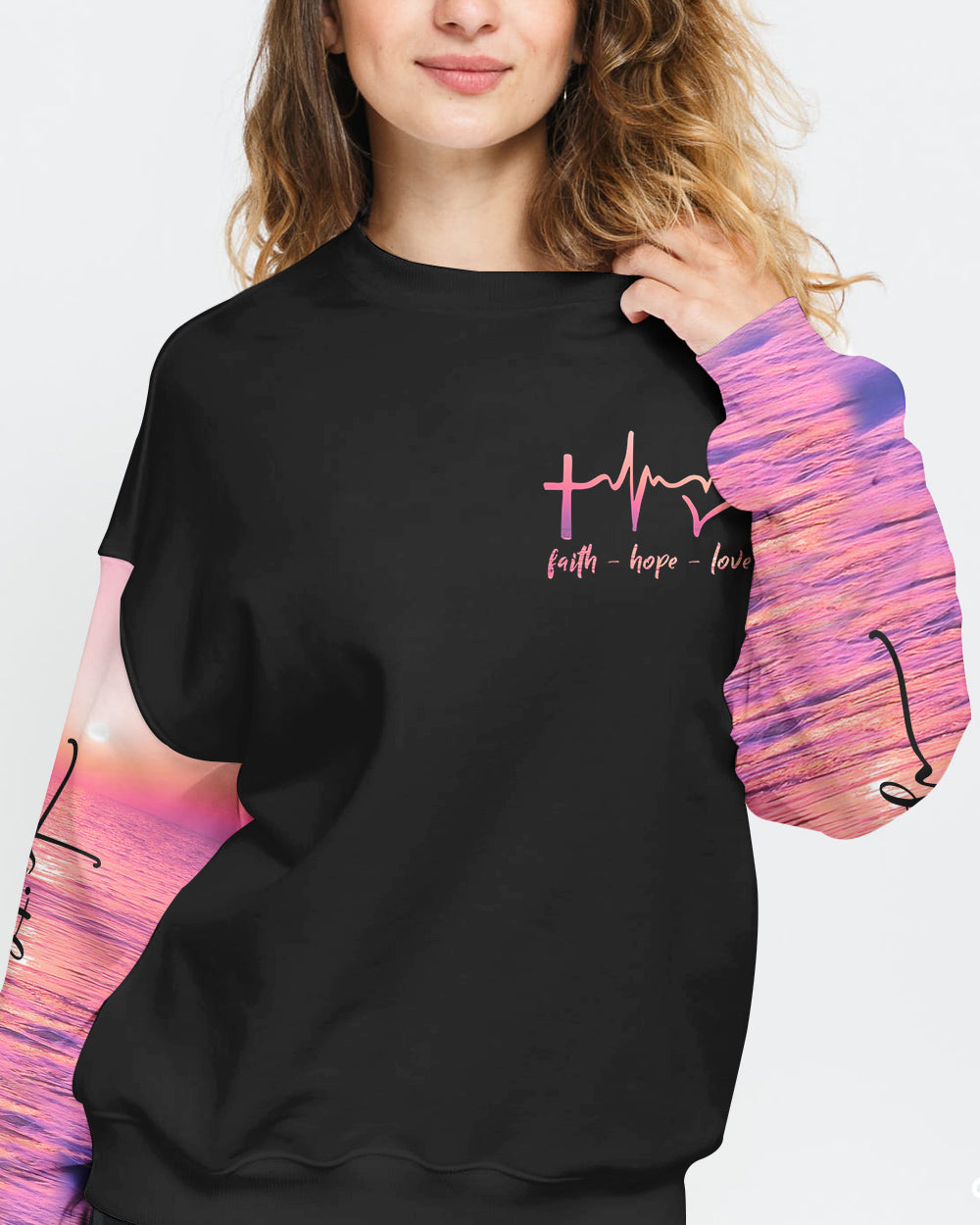 Believer Sunset Beach Women's Christian Sweatshirt
