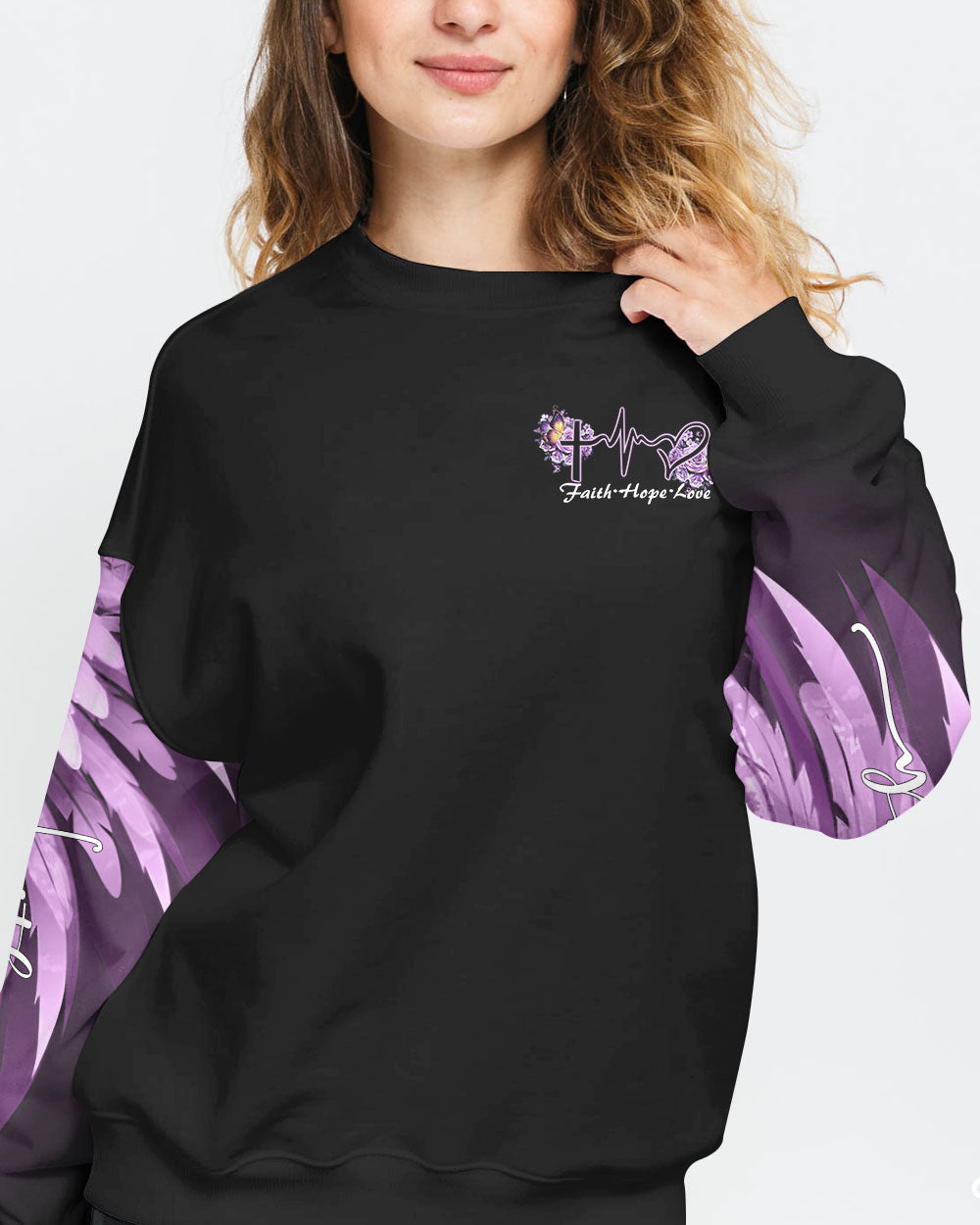 Butterfly Purple Rose Faith Women's Christian Sweatshirt