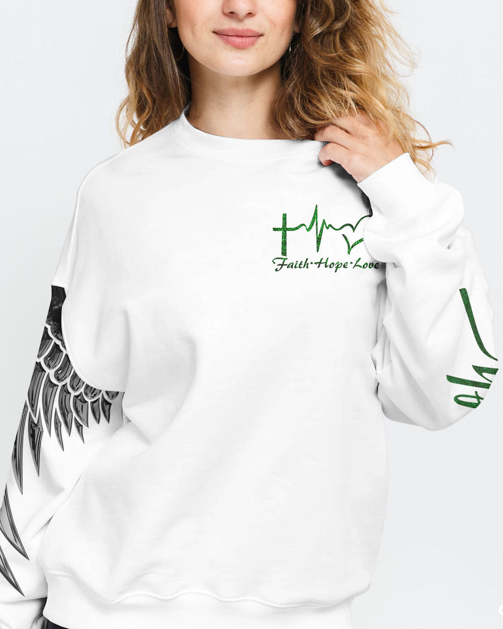Red Rose Faith Wings Cross Women's Christian Sweatshirt