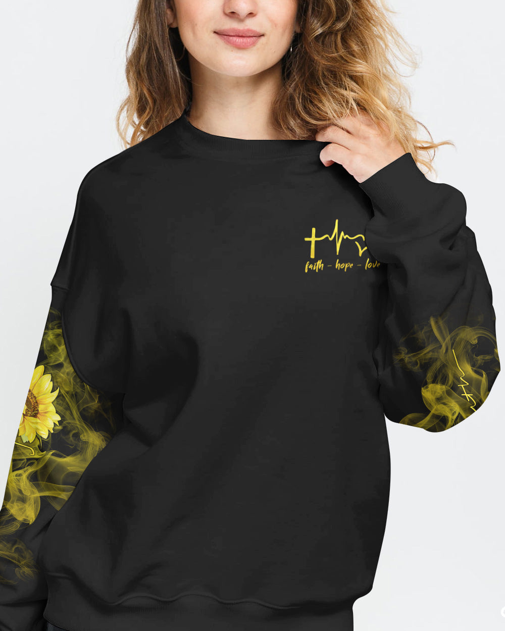 Sunflower Heart Cross Smoke Women's Christian Sweatshirt