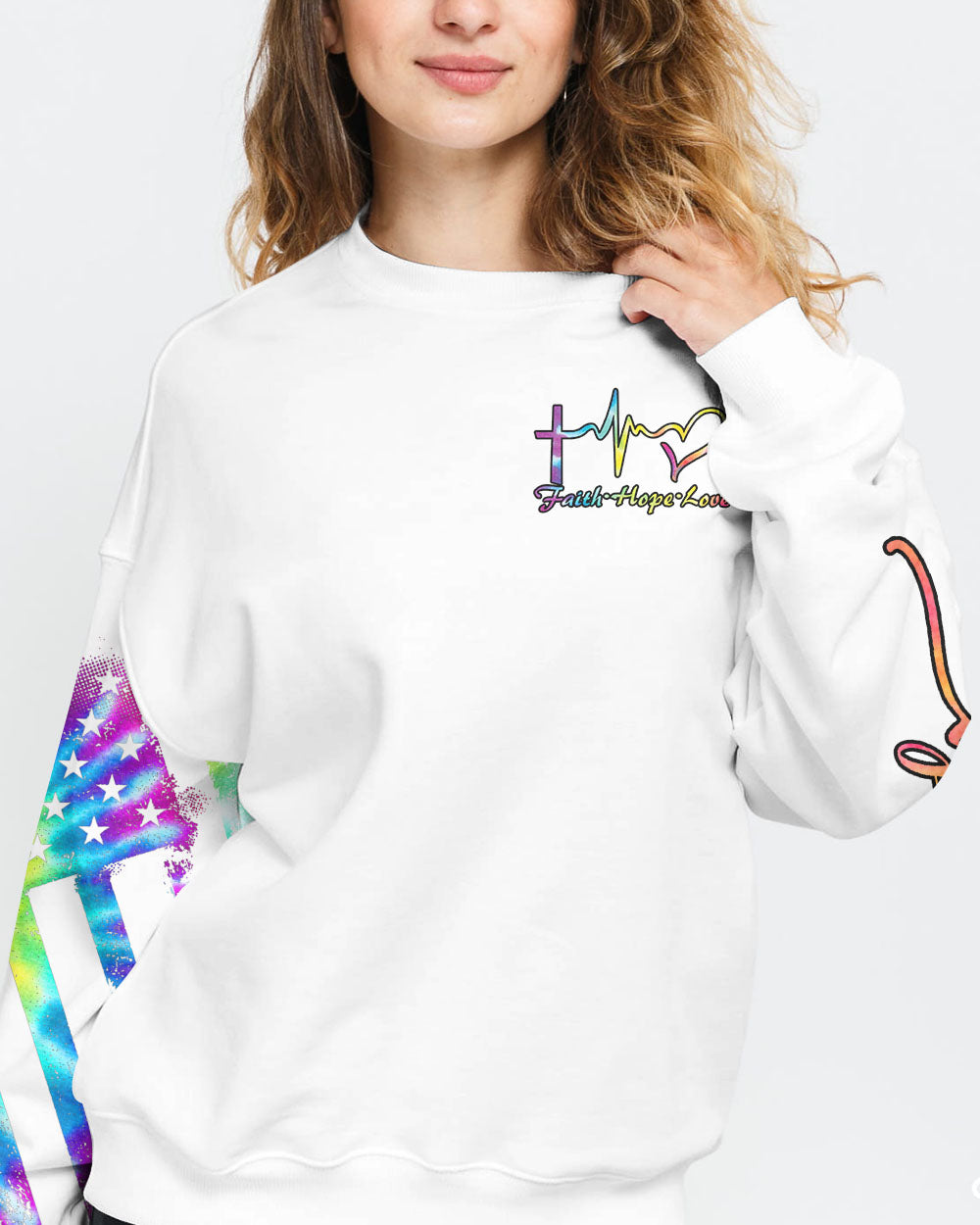 Way Maker Miracle Worker Promise Keeper Wings Tie Dye Women's Christian Sweatshirt