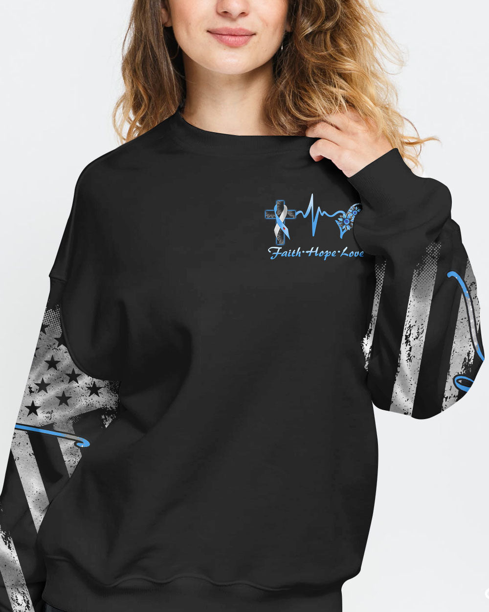Wings Cross Sunflower Ribbon Women's Diabetes Awareness Sweatshirt