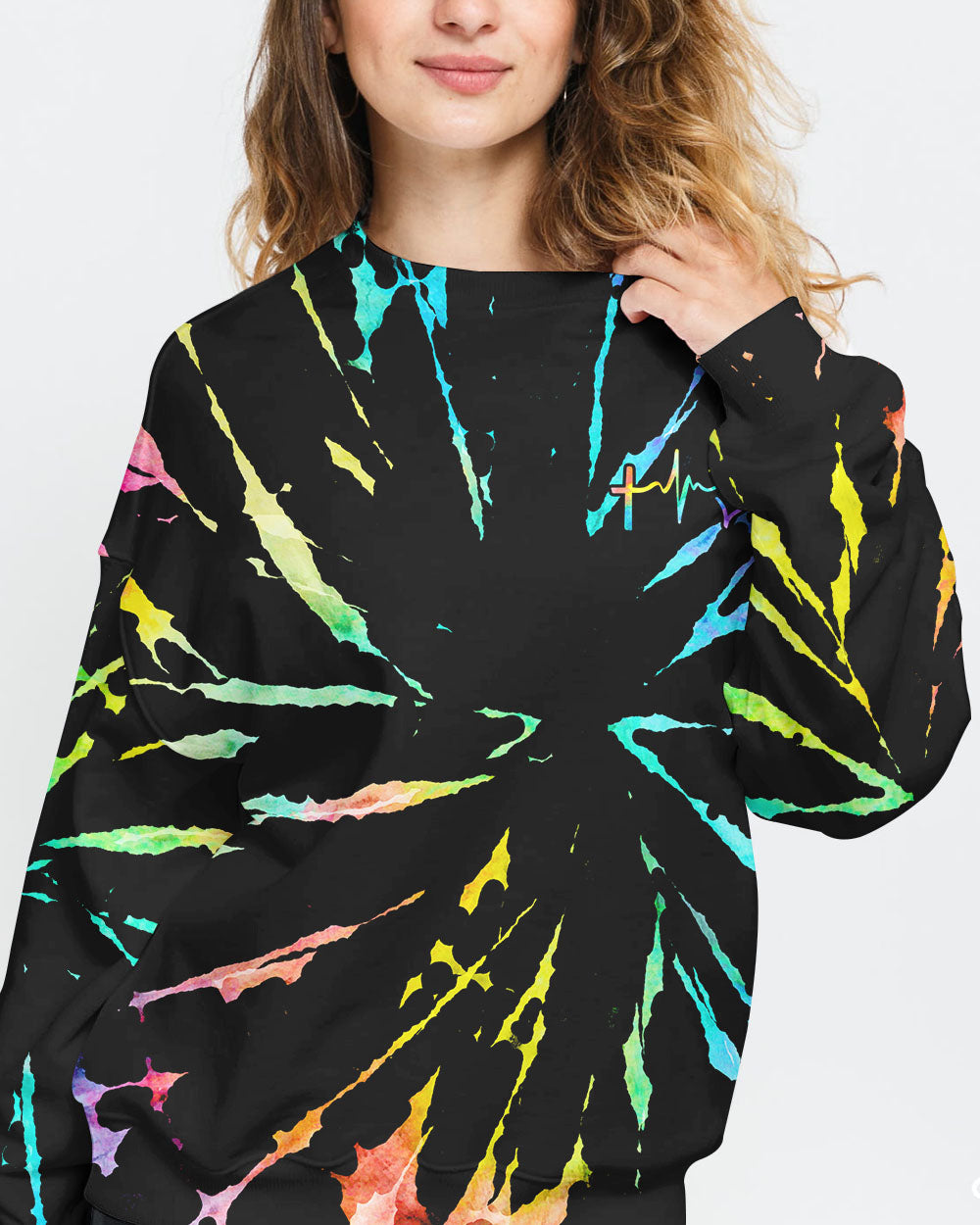 Fé Cross Tie Dye Women's Christian Sweatshirt