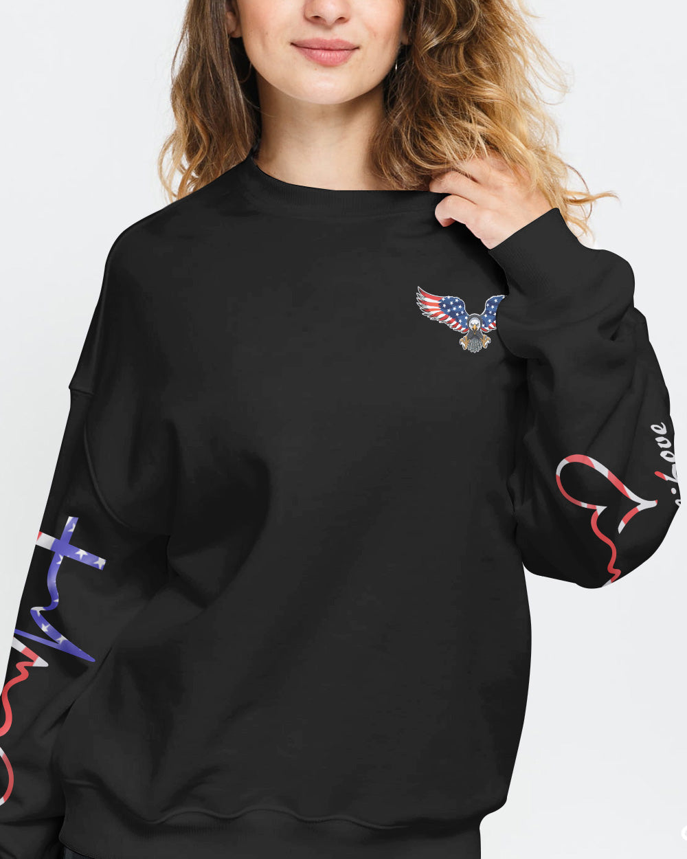 Eagle Melt Heart Cross Women's Christian Sweatshirt
