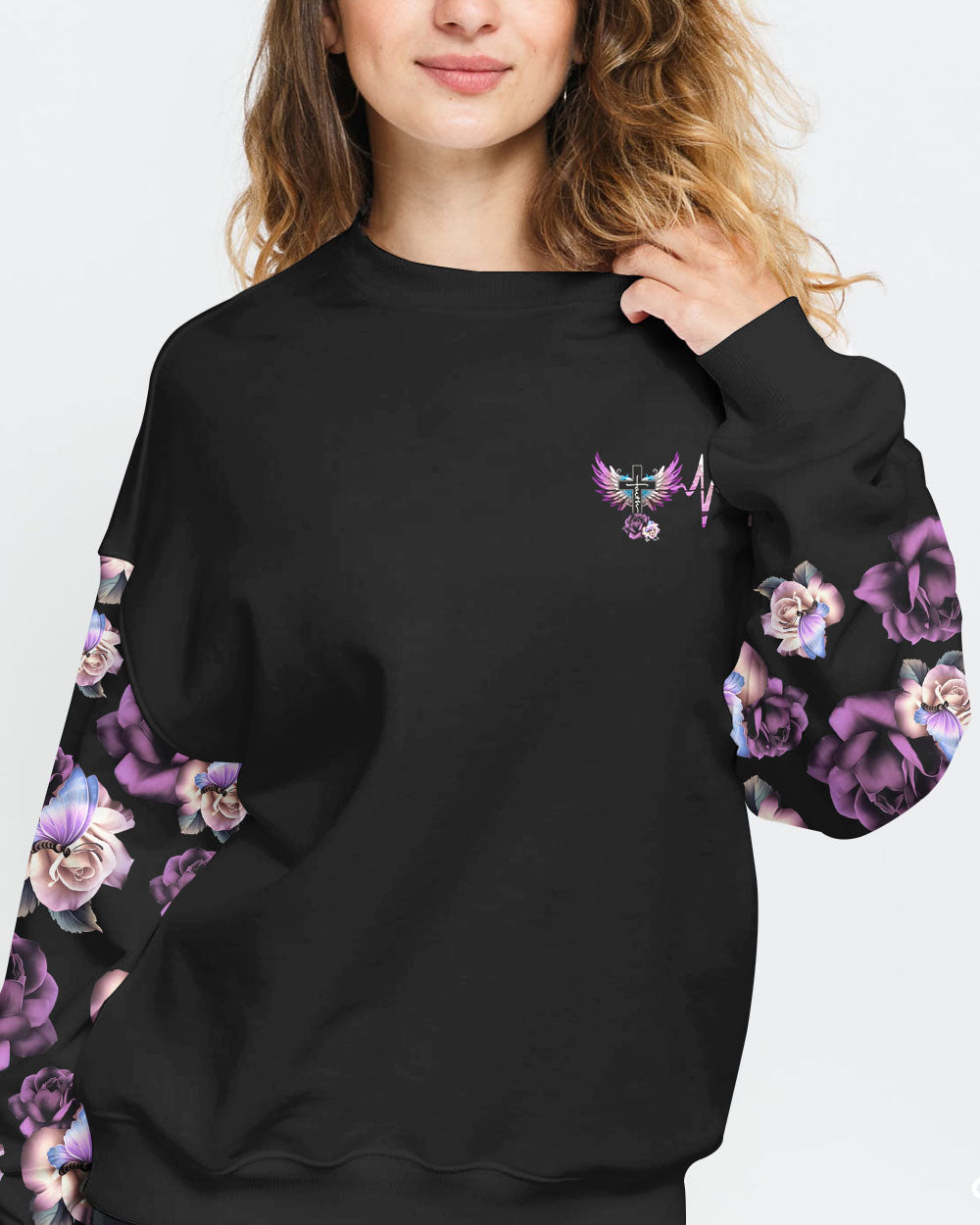Floral Rose Butterfly Wings Women's Christian Sweatshirt