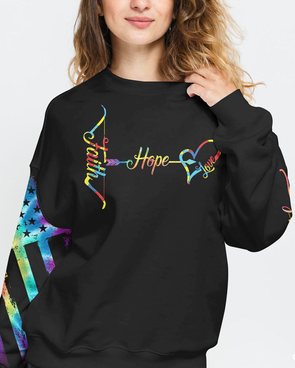 Faith Hope Love Wings Cross Women's Autism Awareness Sweatshirt