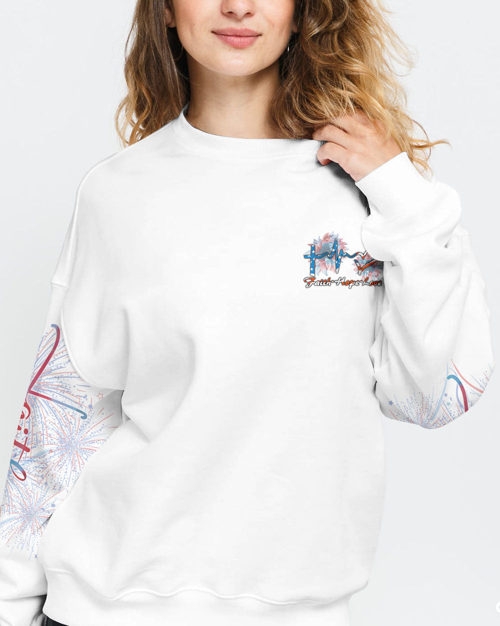 Faith Cross Sunflower Flag Color Women's Christian Sweatshirt