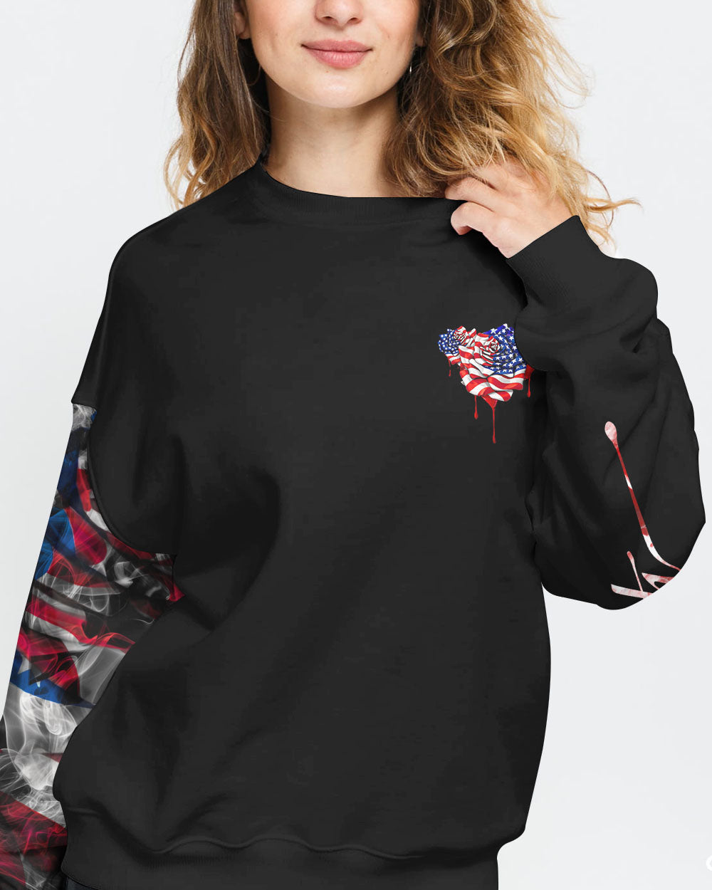 Faith Rose Independence Day Flag Women's Christian Sweatshirt