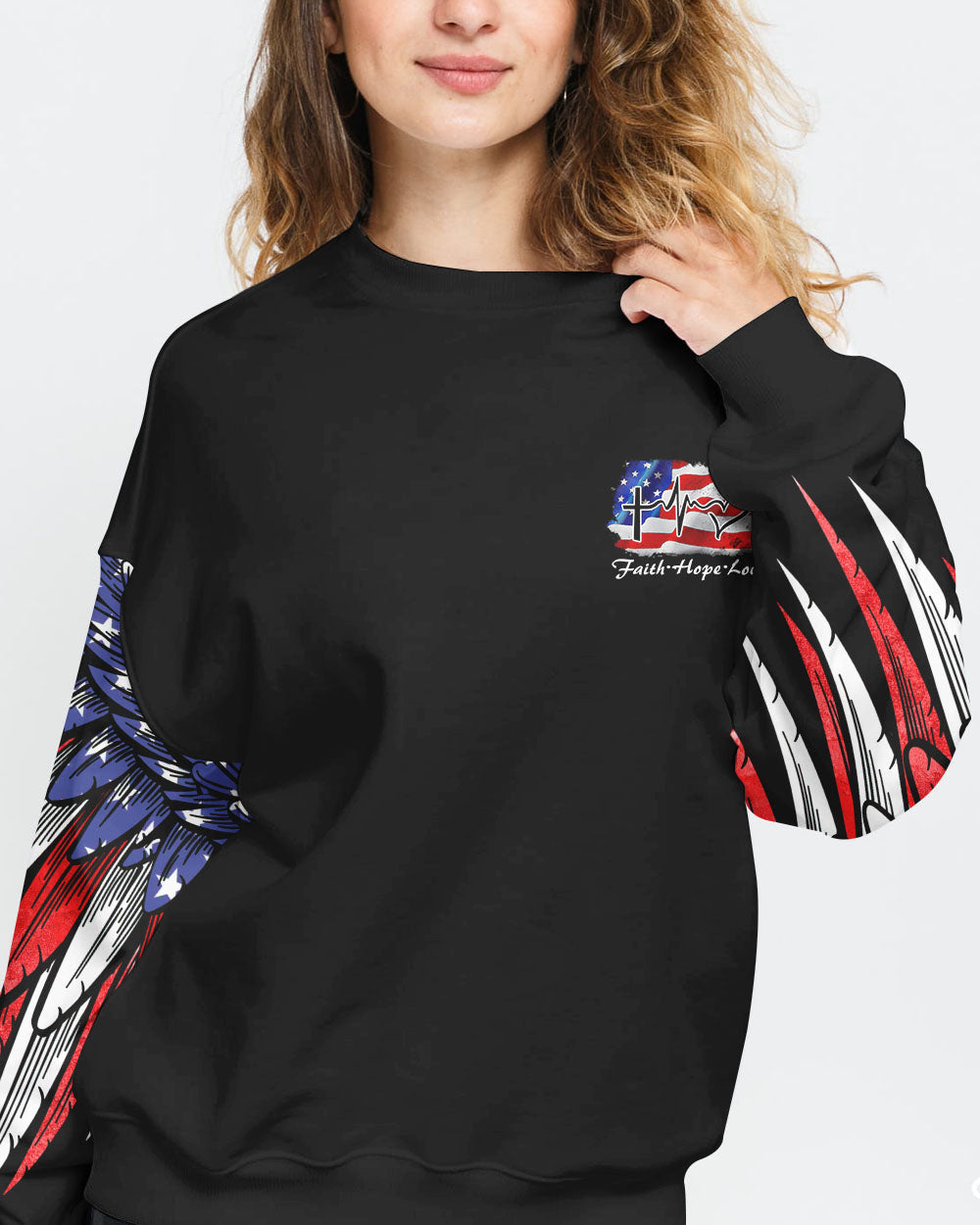 Faith American Flag Wings Women's Christian Sweatshirt