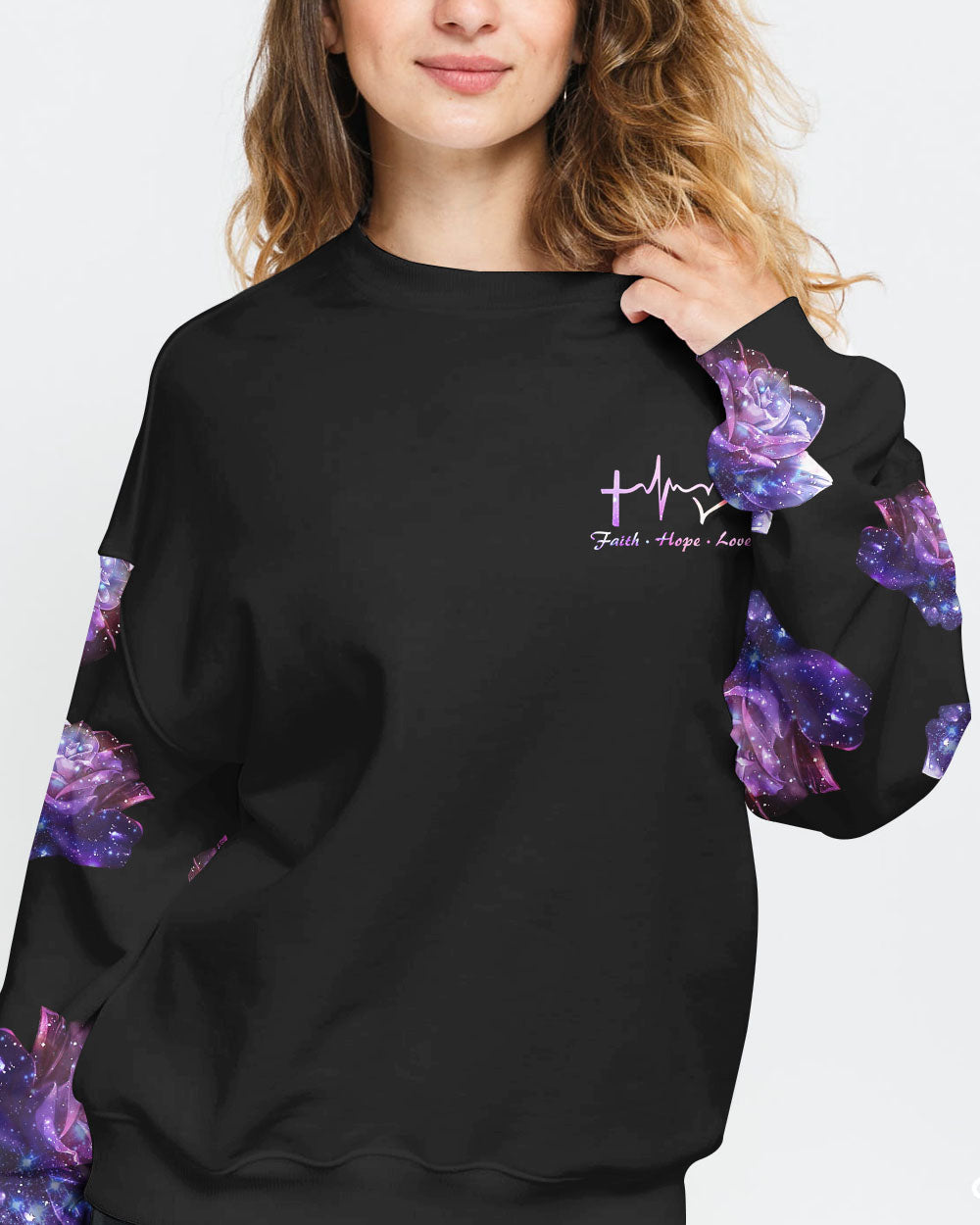 Rose Faith Galaxy Women's Christian Sweatshirt