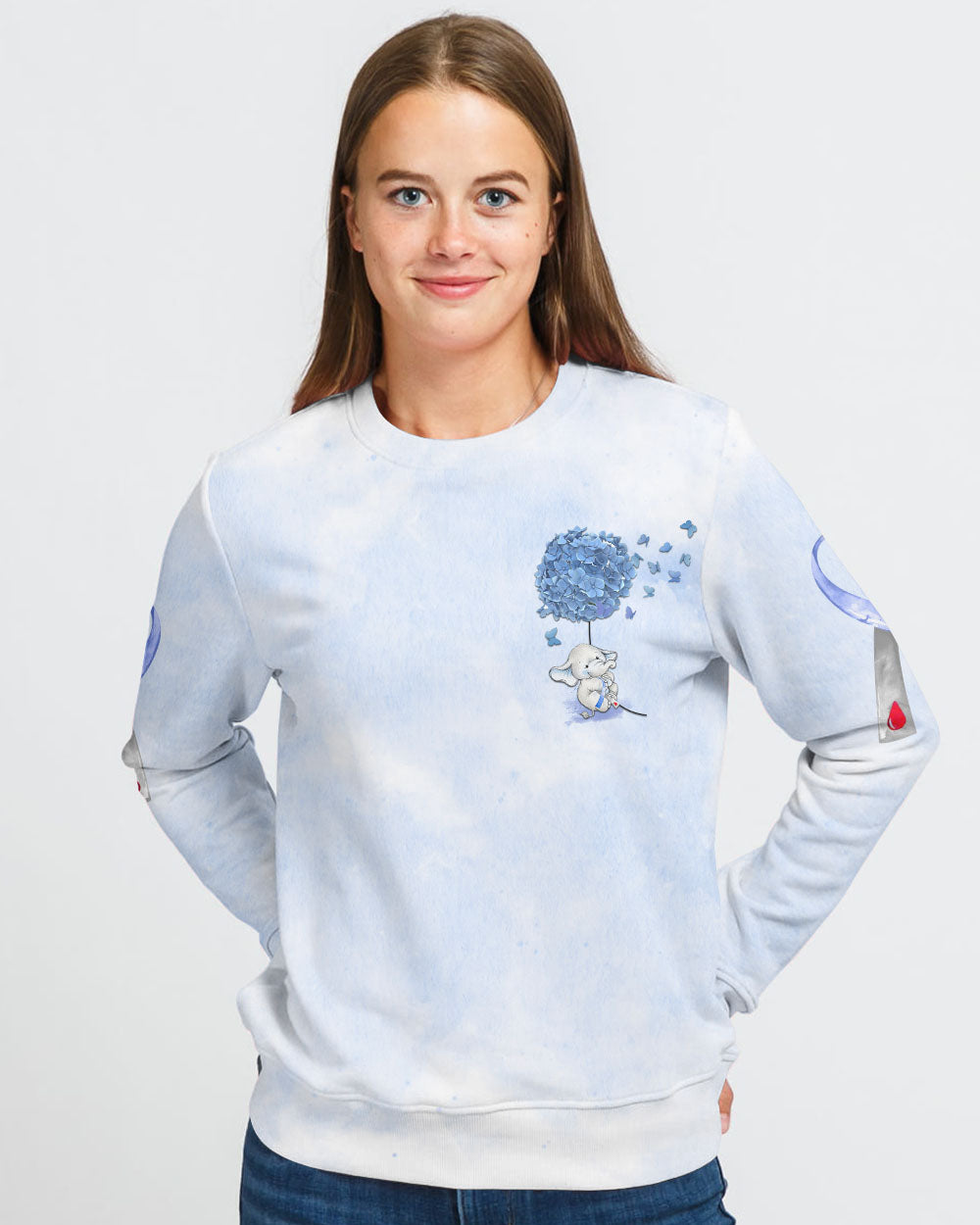 Hope For A Cure Flower Elephant Women's Diabetes Awareness Sweatshirt