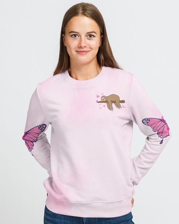 I Am A Person Who Want To Do A Lot Sloth Women's Breast Cancer Awareness Sweatshirt