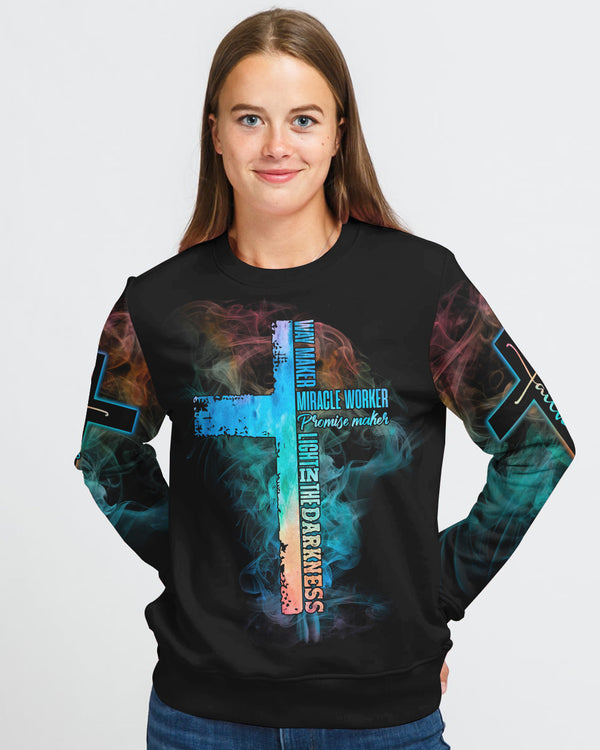Way Maker Miracle Worker Lion Cross Smoke Women's Christian Sweatshirt