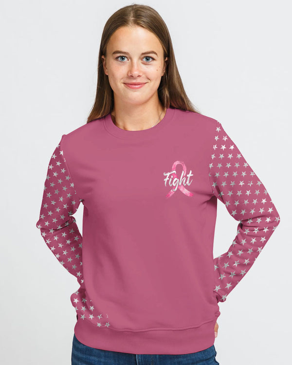 Fight Ribbon Silver Galaxy Flag Women's Breast Cancer Awareness Sweatshirt