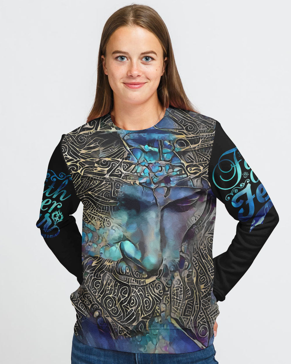 Waymaker Miracle Worker Light In The Darkness Painting Flag Women's Christian Sweatshirt