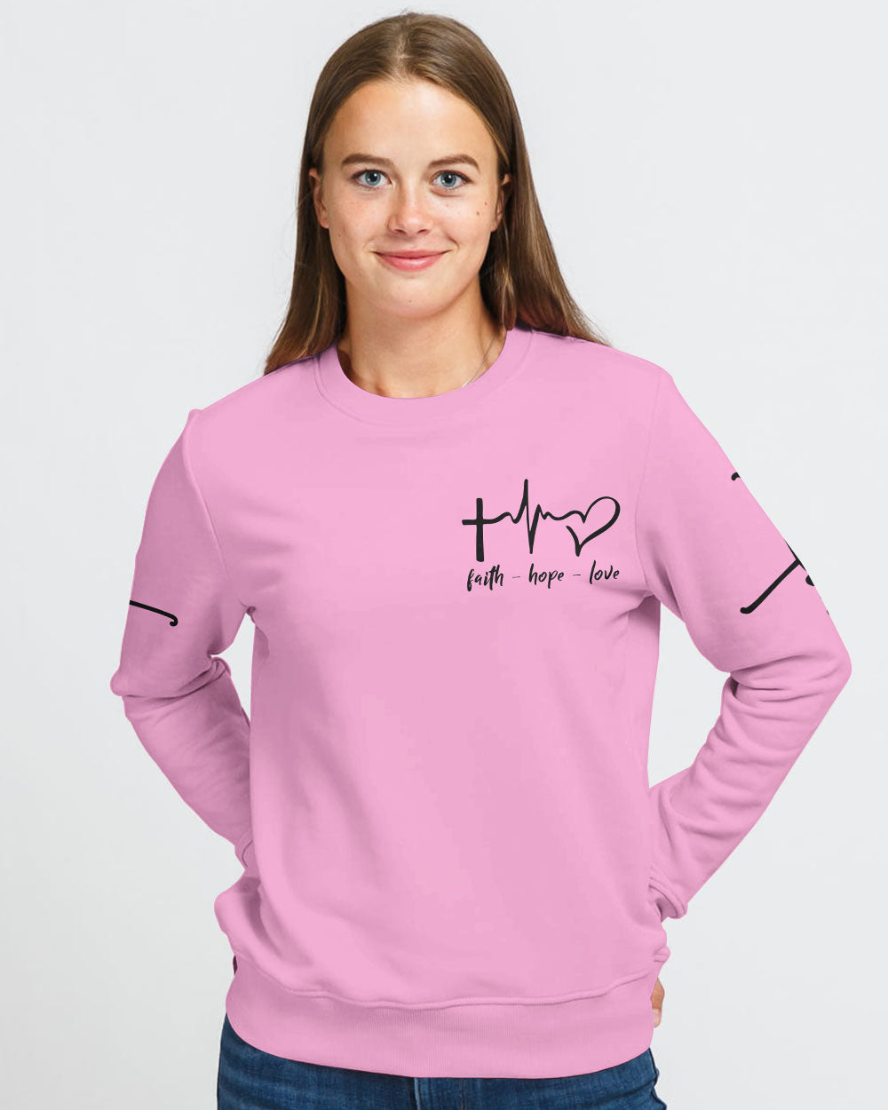 I Am A Simple Woman Pink Flag Women's Christian Sweatshirt
