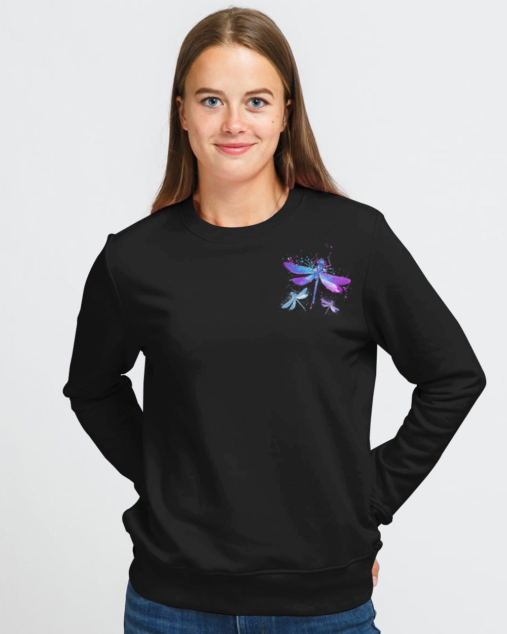 May There Be An Angel By Your Side Dragonfly Watercolor Women's Christian Sweatshirt