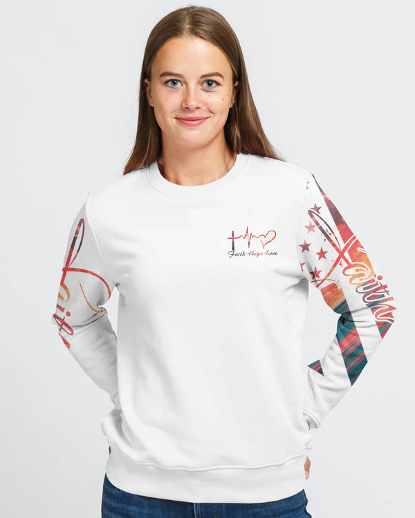 Faith Over Fear Sunset Beach Flag Women's Christian Sweatshirt