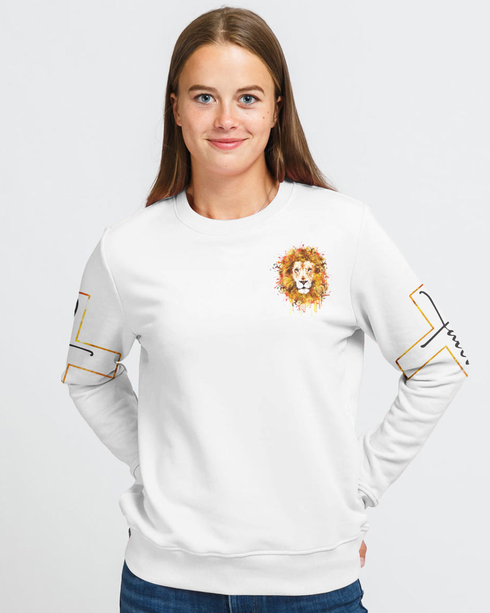 Way Maker Miracle Worker Faith Lion Watercolor Women's Christian Sweatshirt