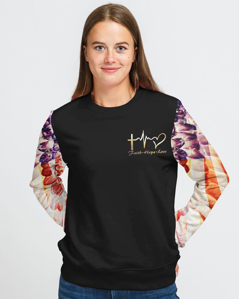 America Needs Jesus One Nation Under God Women's Christian Sweatshirt