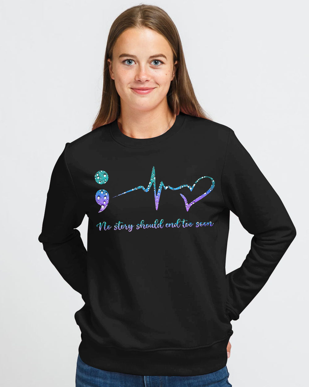 Water Drop Ribbon Women's Suicide Prevention Awareness Sweatshirt