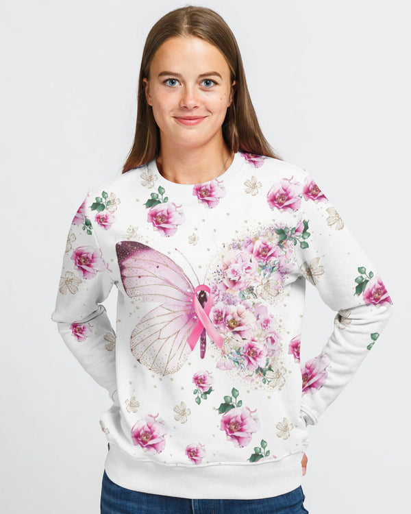 Butterfly Floral Ribbon Women's Breast Cancer Awareness Sweatshirt