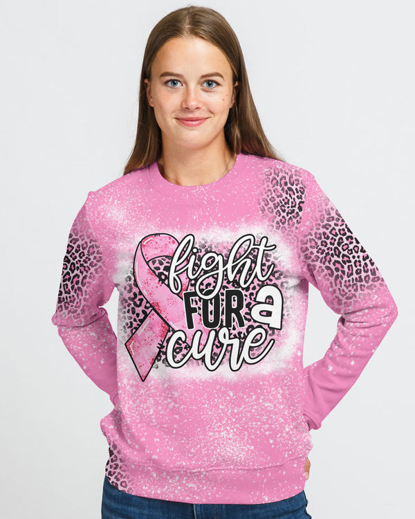 Fight For A Cure Pink Leopard Beached Women's Breast Cancer Awareness Sweatshirt