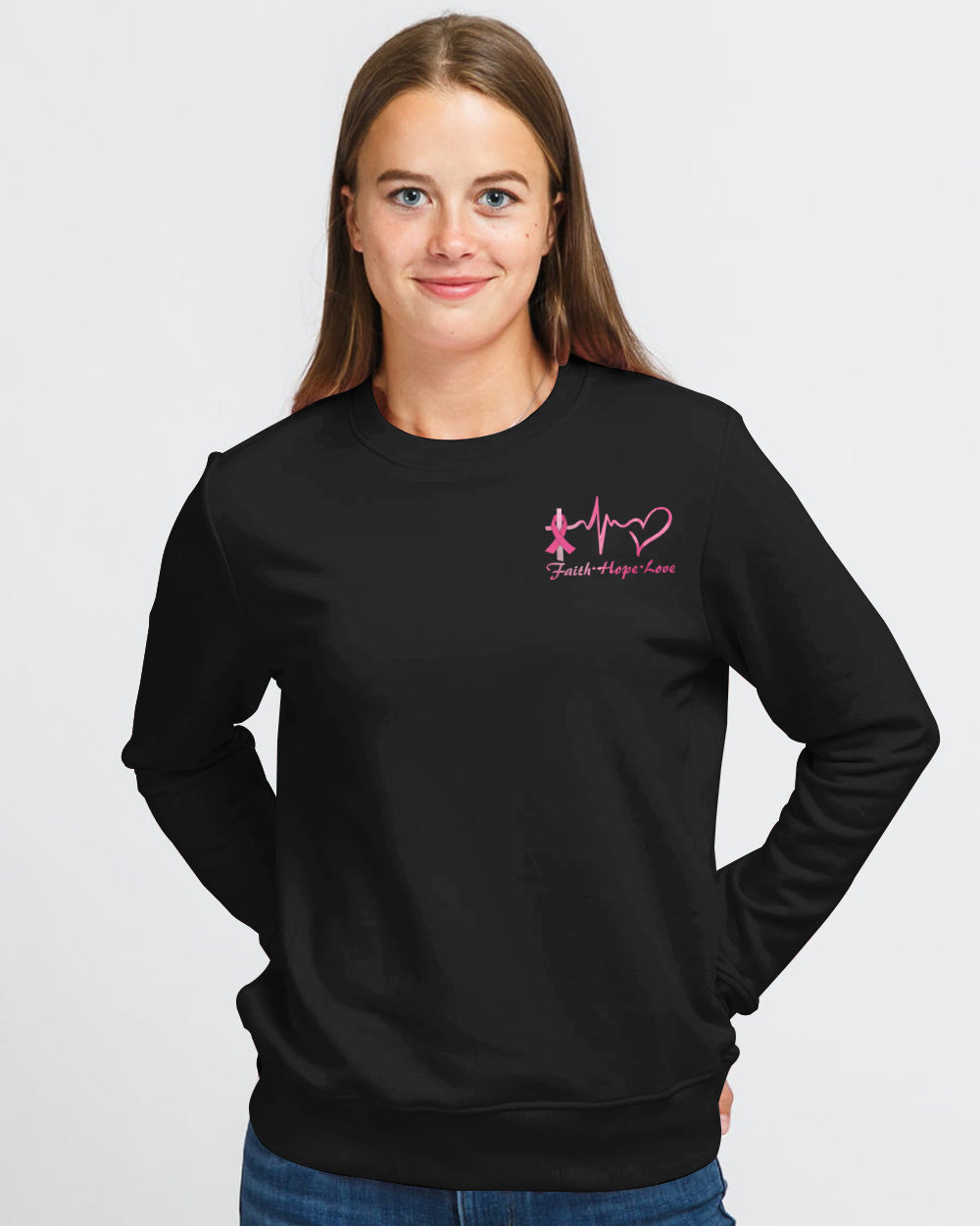 I Wasn't Given A Choice Half Wings Pink Ribbons Women's Breast Cancer Awareness Sweatshirt